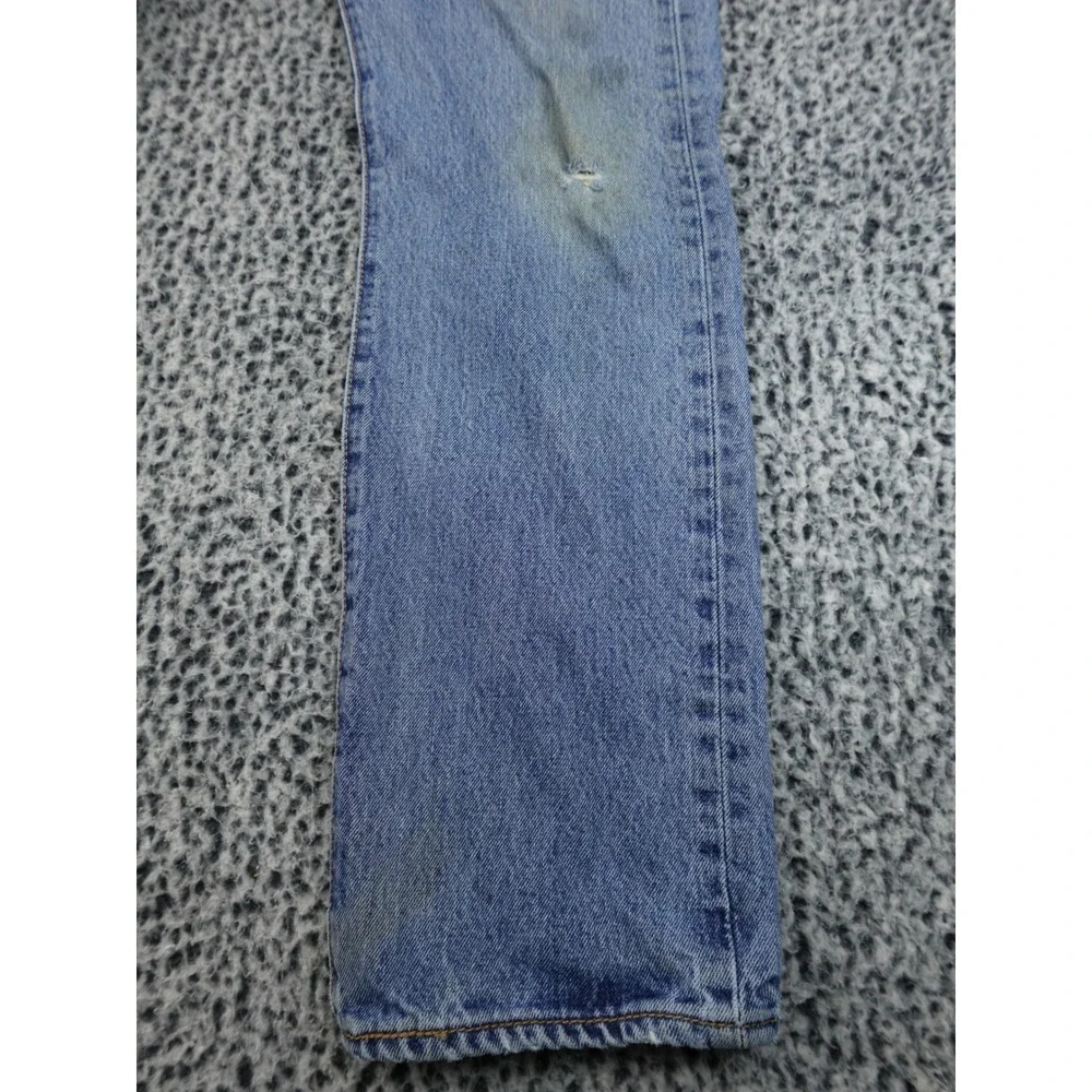 Levis 501 Button Fly‎ Mens 32x32 Blue Distressed Denim Jeans 00501-0193